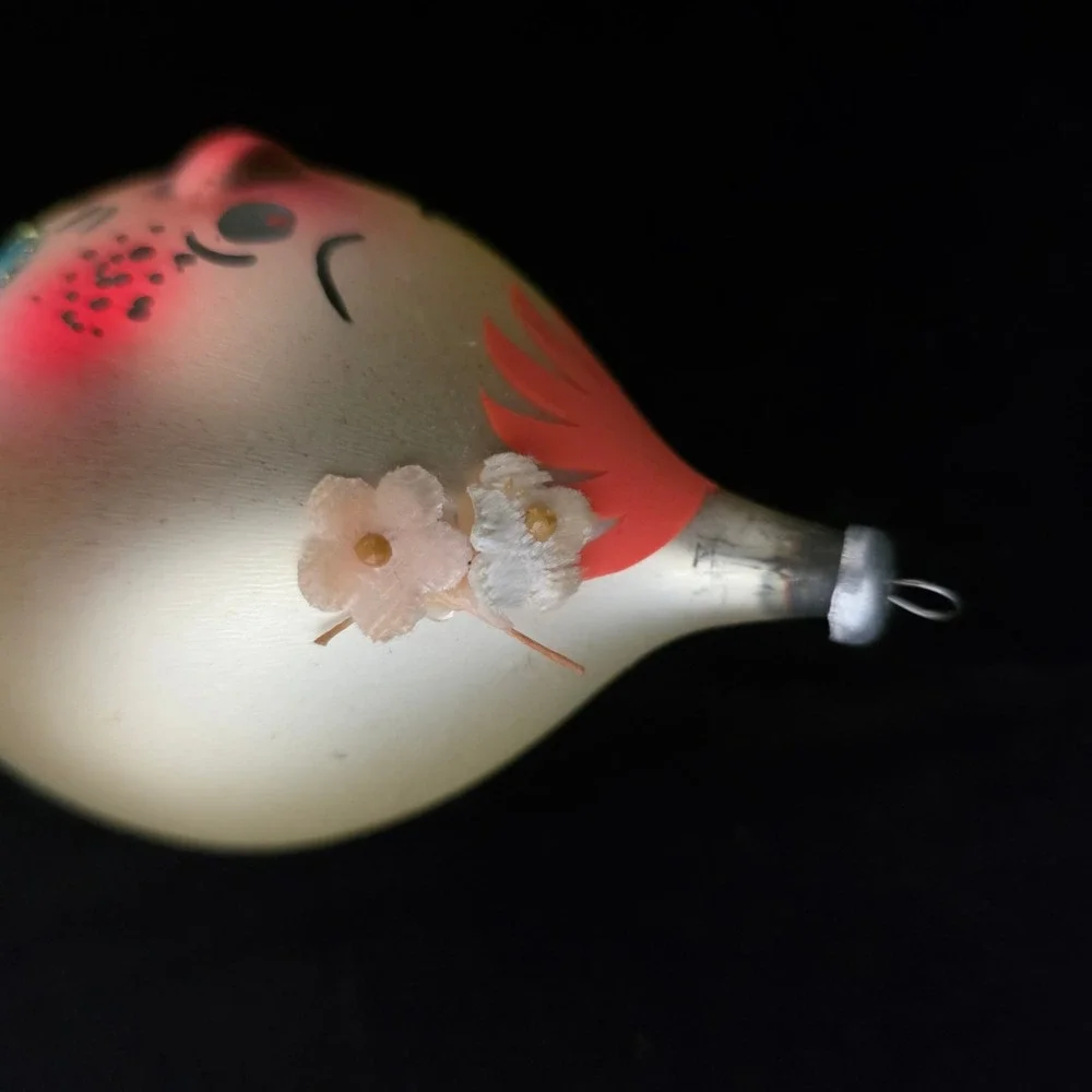 VTG De Carlini Blown Glass Christmas Ornament Humpty Dumpty Hand Painted Italy
